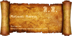Mateas Manna névjegykártya